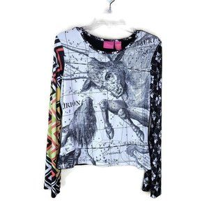 Thalia Sodi Womens Size M Astrological Taurus Orion Long Sleeve Patternblock Tee